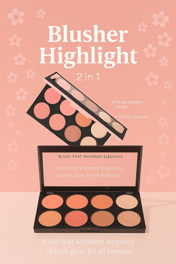 8-Color Blusher & Highlighter Palette